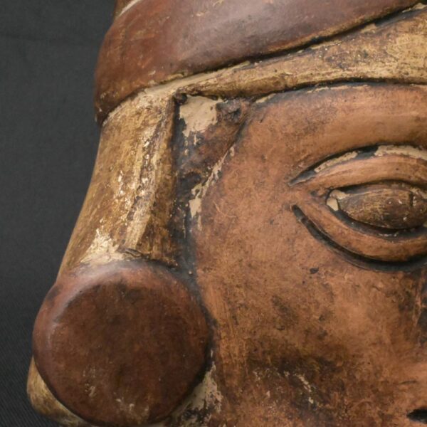 Pre-Columbian Moche Ritual Ceramic Bottle with Face - Image 15