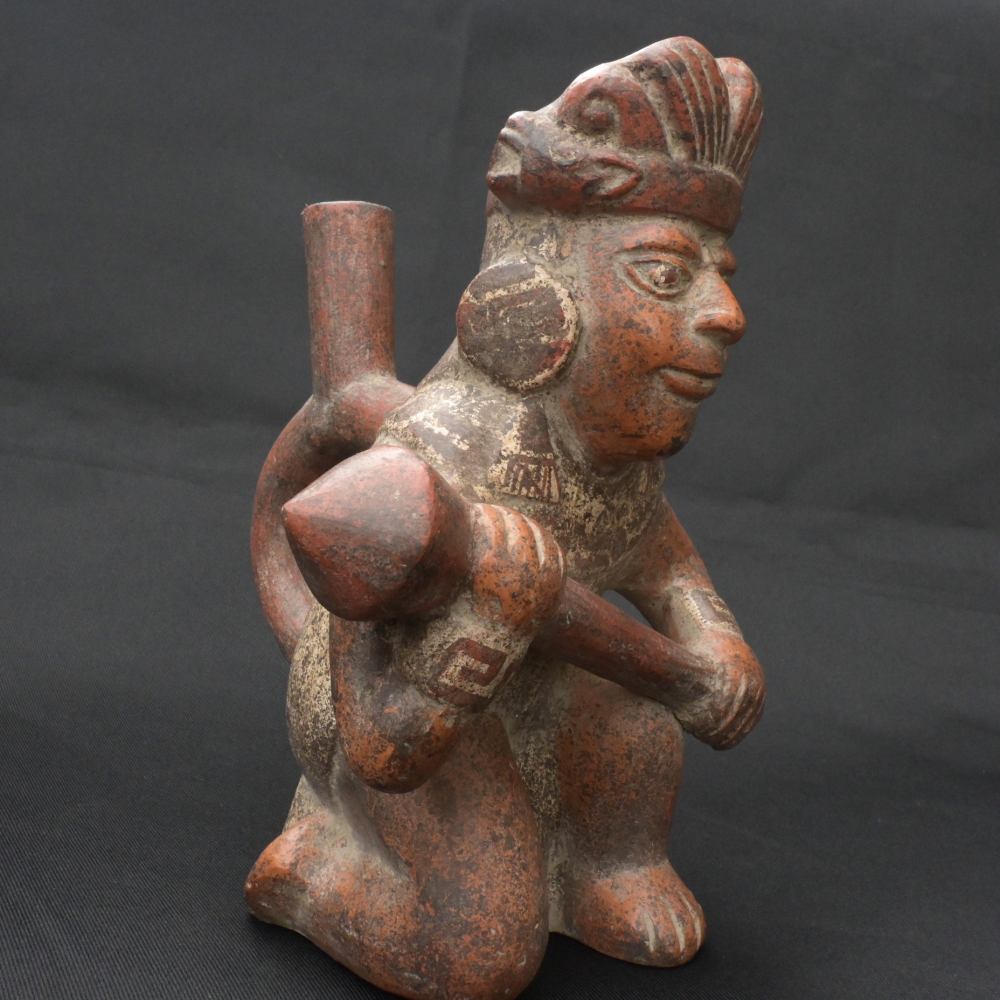 DSC_7557 Authentic Pre-Columbian Moche Warrior Ceramic Figurine - Imagen 1