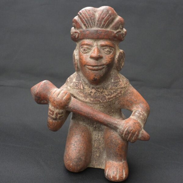 Authentic Pre-Columbian Moche Warrior Ceramic Figurine - Image 2