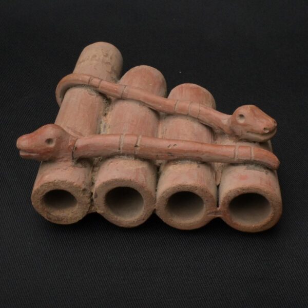 Pre-Columbian Inca Ceramic Pan Flute with Serpent Motifs - Image 3