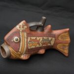 Pre-Columbian Nasca Fish Ceremonial Bottle Artifact