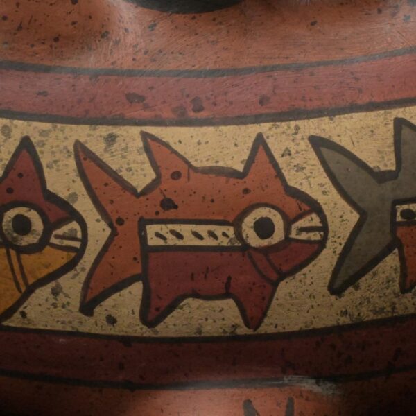 Pre-Columbian Nasca Fish Ceremonial Bottle Artifact - Image 18
