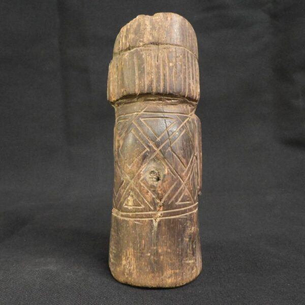 Pre-Columbian Inca Wooden Totem with Bone and Turquoise Inlays - Image 3