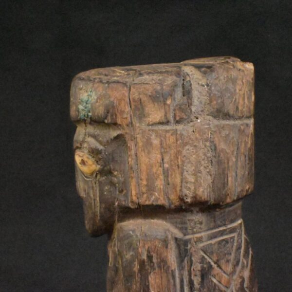 Pre-Columbian Inca Wooden Totem with Bone and Turquoise Inlays - Image 11