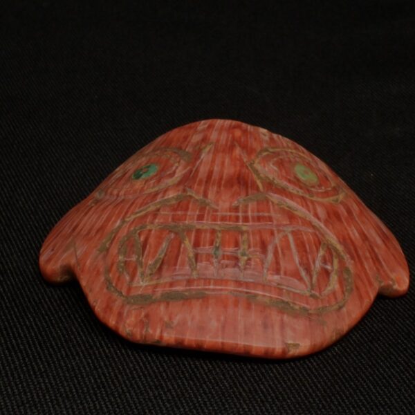 Moche Pre-Columbian Spondylus Ritual Mask with Turquoise Inlay - Image 2