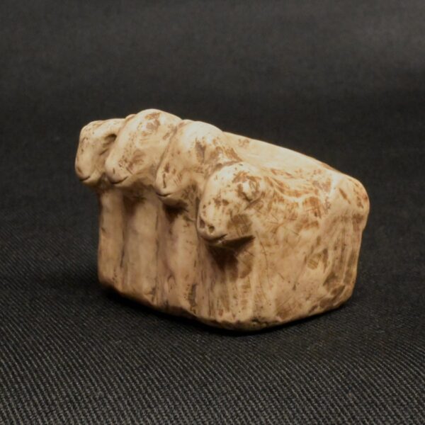 Colonial Quartz Stone Illa with Four Ram Heads - Antique Decor - Image 3