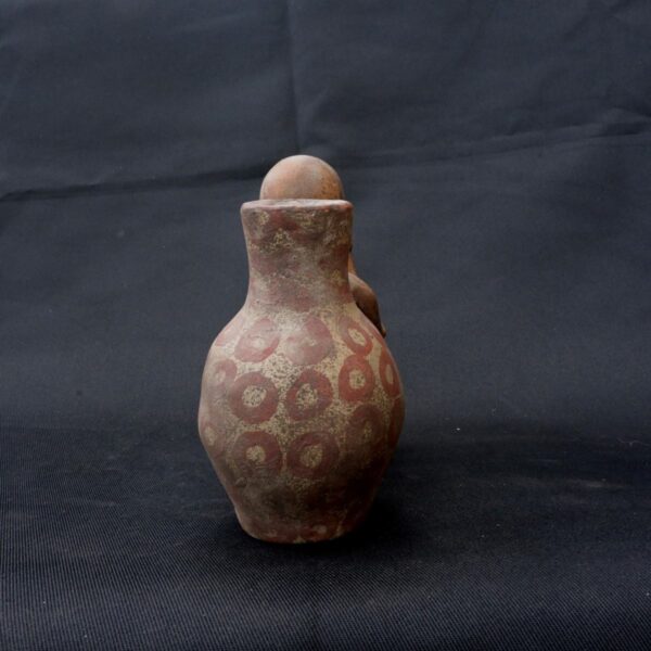 Moche Pre-Columbian Ceramic Whistle with Skeleton Design - Image 3