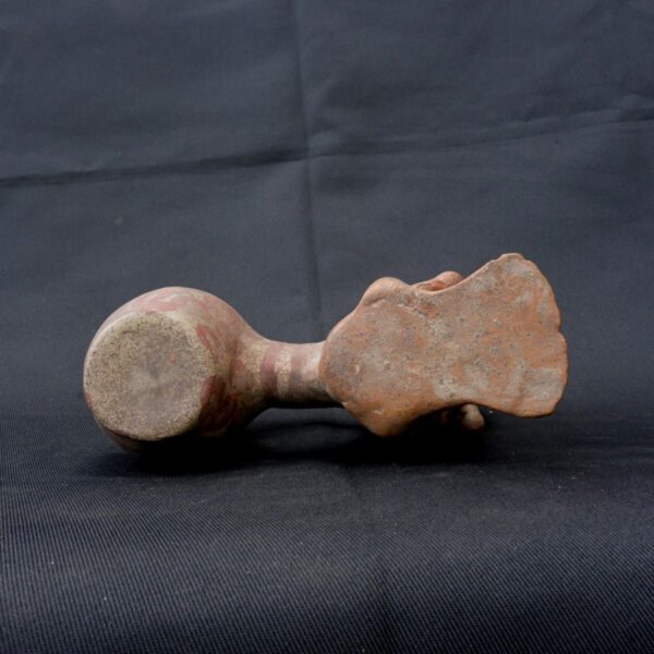 Moche Pre-Columbian Ceramic Whistle with Skeleton Design - Image 5