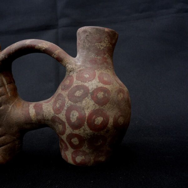 Moche Pre-Columbian Ceramic Whistle with Skeleton Design - Image 8