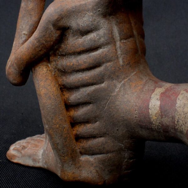 Moche Pre-Columbian Ceramic Whistle with Skeleton Design - Image 9