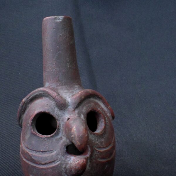 Pre-Columbian Moche Ceramic Whistle with Bird Head Design - Image 8