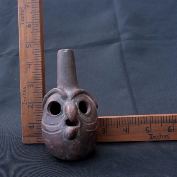 Pre-Columbian Moche Ceramic Whistle with Bird Head Design - Image 10