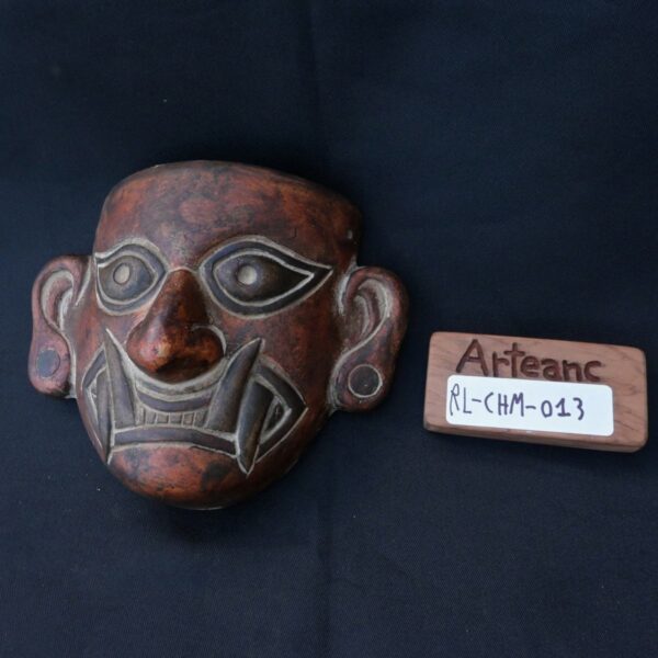Chimu Pre-Columbian Ceramic Mask with Feline Features - Image 9