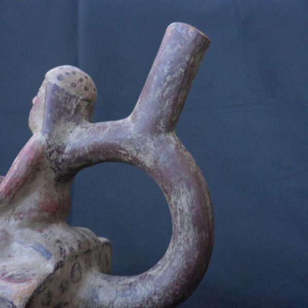 Pre-Columbian Moche Erotic Ceramic Bottle Artifact - Image 9