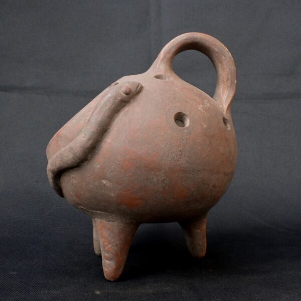 Pre-Columbian Inca Ceramic Incense Burner with Serpent Motifs - Image 2
