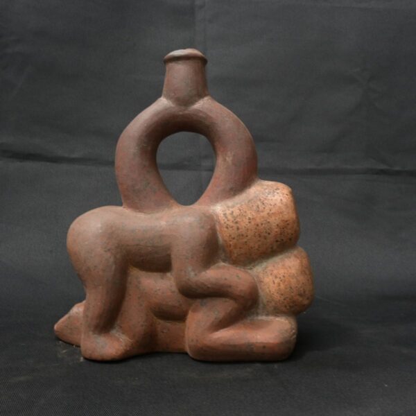 Pre Columbian Chavin Ceramic Erotic Bottle Ceremonial Artifact Peru - Image 3