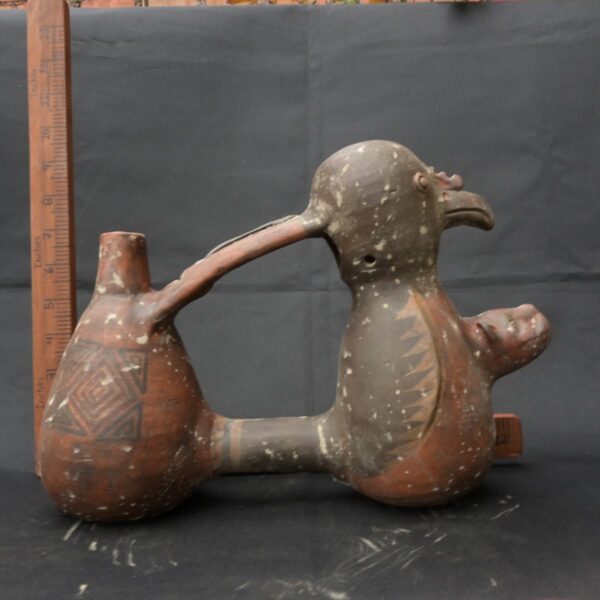 Pre Columbian Inca Ceramic Water Whistle Ritual Artifact - Image 8