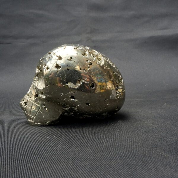 Gleaming Pyrite Skull Sculpture for Unique Dcor - Image 2