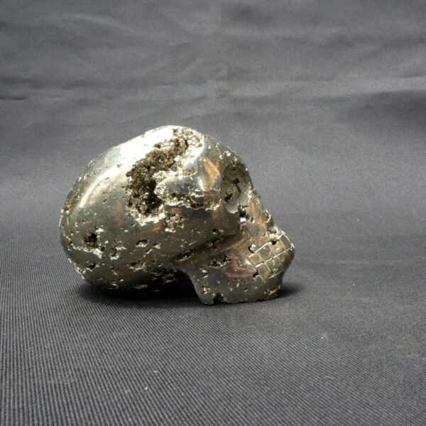 Gleaming Pyrite Skull Sculpture for Unique Dcor - Image 4