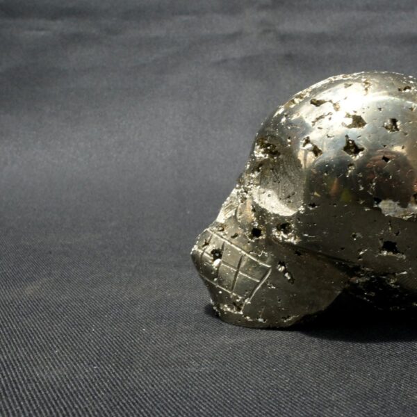 Gleaming Pyrite Skull Sculpture for Unique Dcor - Image 7