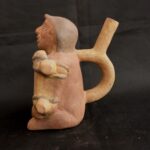 Pre-Columbian Moche Ceramic Bottle with Human Figure - Image 2