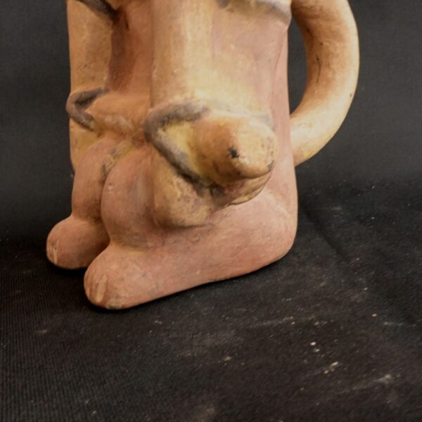 Pre-Columbian Moche Ceramic Bottle with Human Figure - Image 9