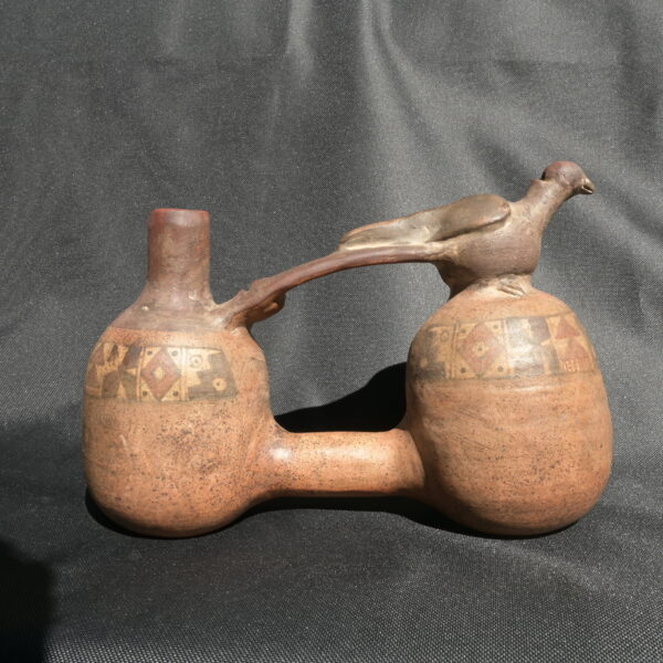Pre Columbian Paracas Ceramic Water Whistle Sacred Artifact Peru - Imagen 5