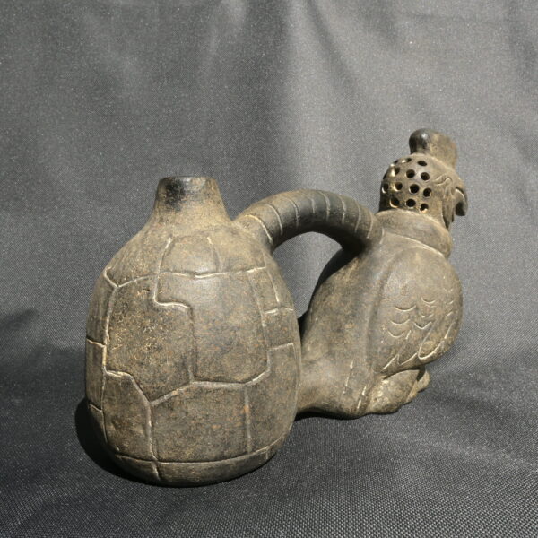 Pre Columbian Cupisnique Ceramic Water Whistle Condor Ritual Artifact - Imagen 4