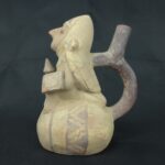 Pre Columbian Moche Ceramic Warrior Vessel Ceremonial Artifact Peru