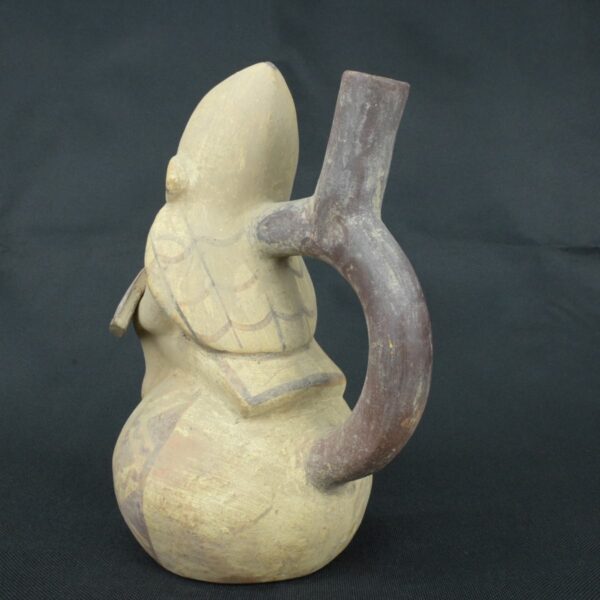 Pre Columbian Moche Ceramic Warrior Vessel Ceremonial Artifact Peru - Imagen 2