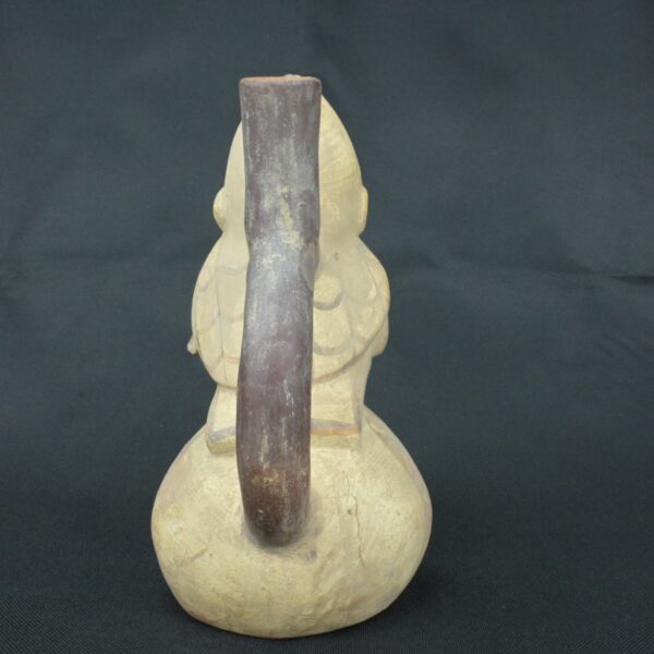 Pre Columbian Moche Ceramic Warrior Vessel Ceremonial Artifact Peru - Imagen 3
