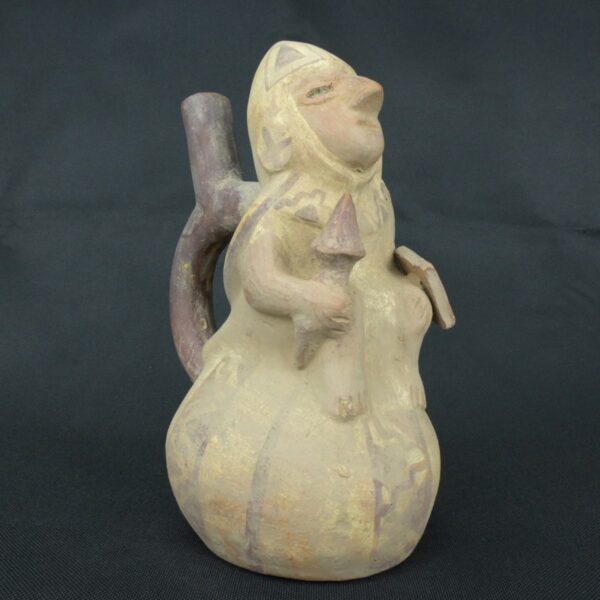 Pre Columbian Moche Ceramic Warrior Vessel Ceremonial Artifact Peru - Imagen 6