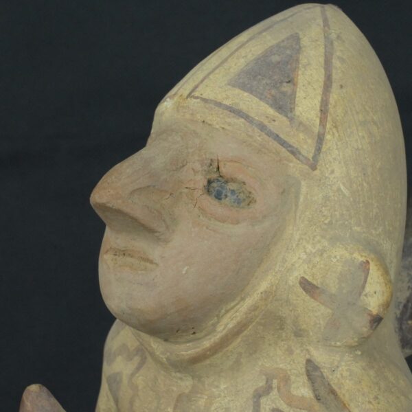 Pre Columbian Moche Ceramic Warrior Vessel Ceremonial Artifact Peru - Imagen 12