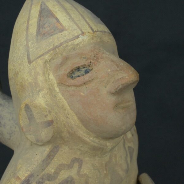 Pre Columbian Moche Ceramic Warrior Vessel Ceremonial Artifact Peru - Imagen 15