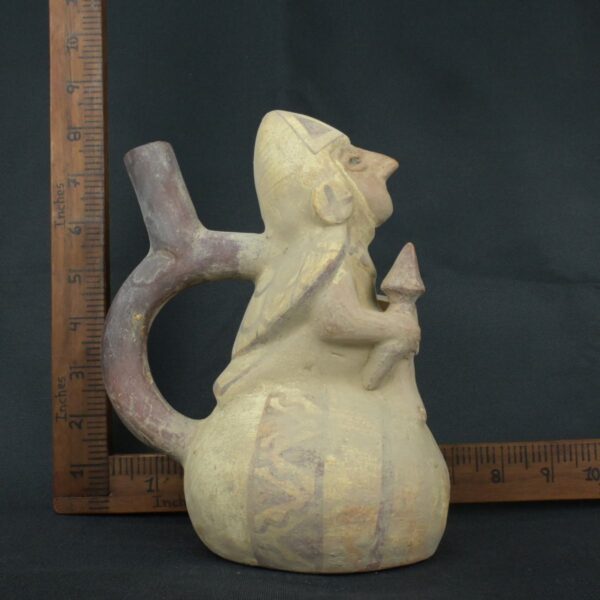 Pre Columbian Moche Ceramic Warrior Vessel Ceremonial Artifact Peru - Imagen 16