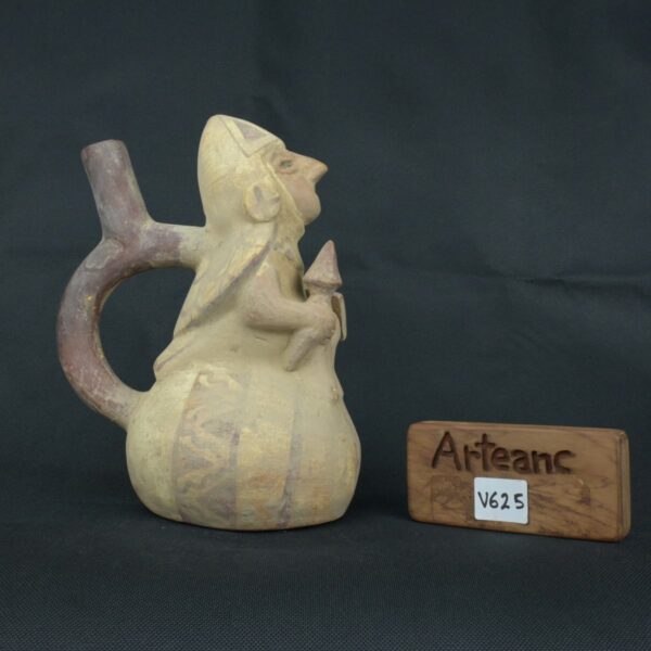 Pre Columbian Moche Ceramic Warrior Vessel Ceremonial Artifact Peru - Imagen 17