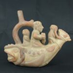 Pre Columbian Moche Ceramic Bottle Ritual Artifact Peru Collectible