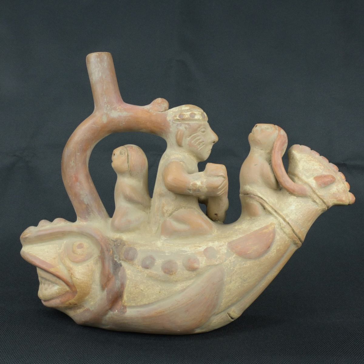 DSC_0092 Pre Columbian Moche Ceramic Bottle Ritual Artifact Peru Collectible - Imagen 1