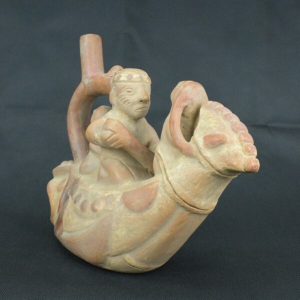 Pre Columbian Moche Ceramic Bottle Ritual Artifact Peru Collectible - Imagen 2