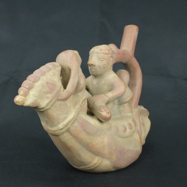 Pre Columbian Moche Ceramic Bottle Ritual Artifact Peru Collectible - Imagen 4