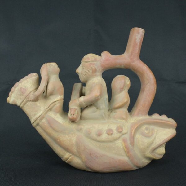Pre Columbian Moche Ceramic Bottle Ritual Artifact Peru Collectible - Imagen 5
