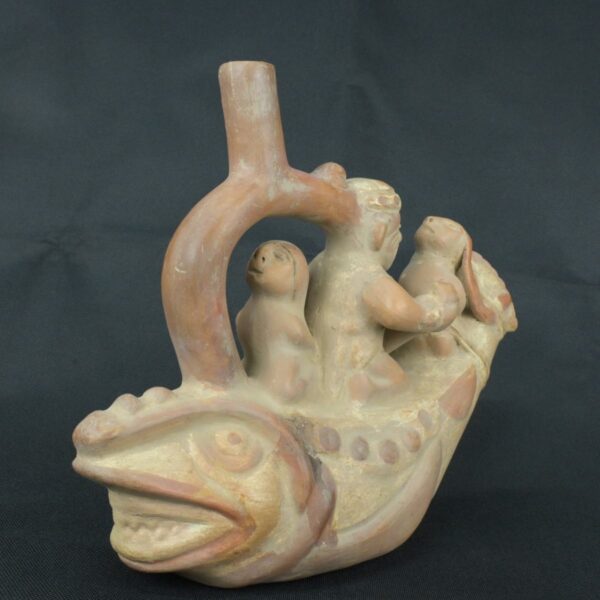 Pre Columbian Moche Ceramic Bottle Ritual Artifact Peru Collectible - Imagen 8