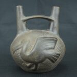 Pre Columbian Moche Black Ceramic Bottle Ritual Artifact Peru