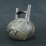 Pre Columbian Moche Black Ceramic Bottle Ritual Artifact Peru - Imagen 6
