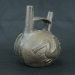 Pre Columbian Moche Black Ceramic Bottle Ritual Artifact Peru - Imagen 8