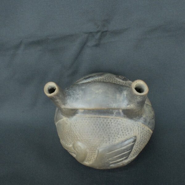 Pre Columbian Moche Black Ceramic Bottle Ritual Artifact Peru - Imagen 9