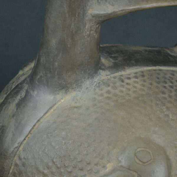 Pre Columbian Moche Black Ceramic Bottle Ritual Artifact Peru - Imagen 13