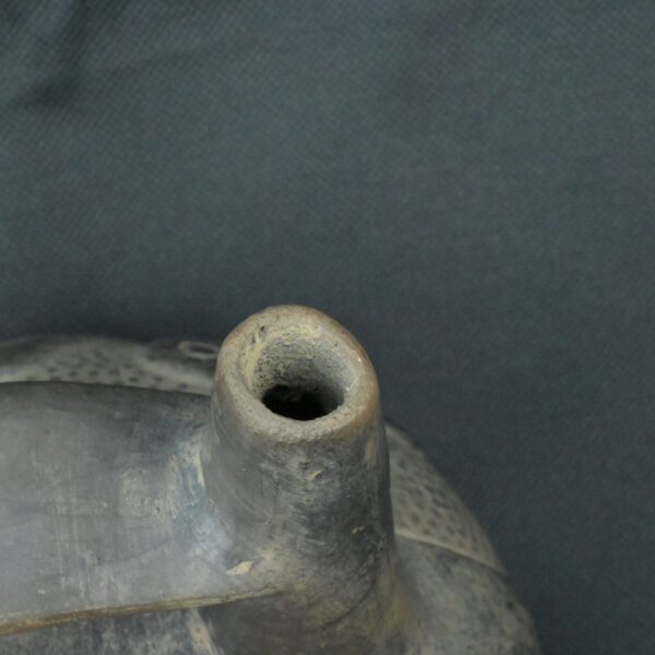 Pre Columbian Moche Black Ceramic Bottle Ritual Artifact Peru - Imagen 15