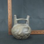 Pre Columbian Moche Black Ceramic Bottle Ritual Artifact Peru - Imagen 16