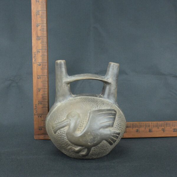 Pre Columbian Moche Black Ceramic Bottle Ritual Artifact Peru - Imagen 16